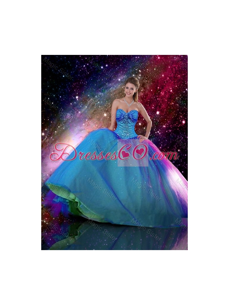 Romantic Ball Gown Beaded Detachable Quinceanera Dress in Multi Color