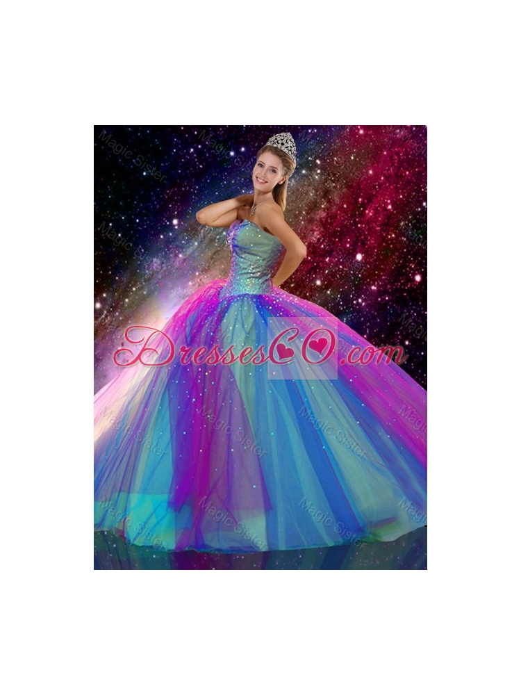 Romantic Ball Gown Beaded Detachable Quinceanera Dress in Multi Color