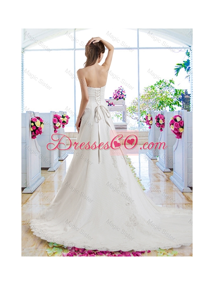Beautiful A Line Strapless Bridal Dress with Appliques