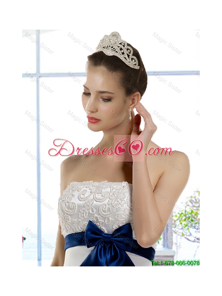 Beautiful Beaded and Bowknot Bridal Gowns with Chapel Train