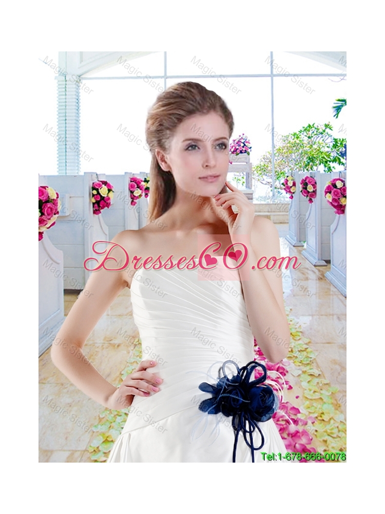 Fashionable Hand Made Flowers Wedding Gowns with A Line