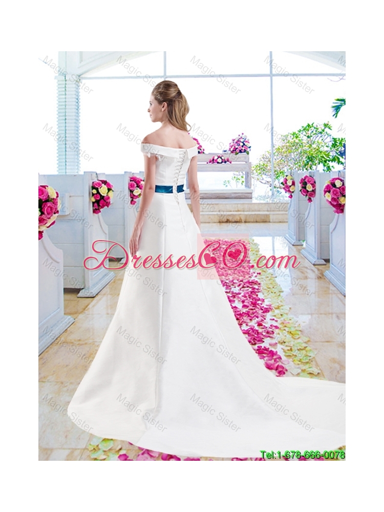 Gorgeous A Line Appliques Wedding Dress with Off the Shoulder