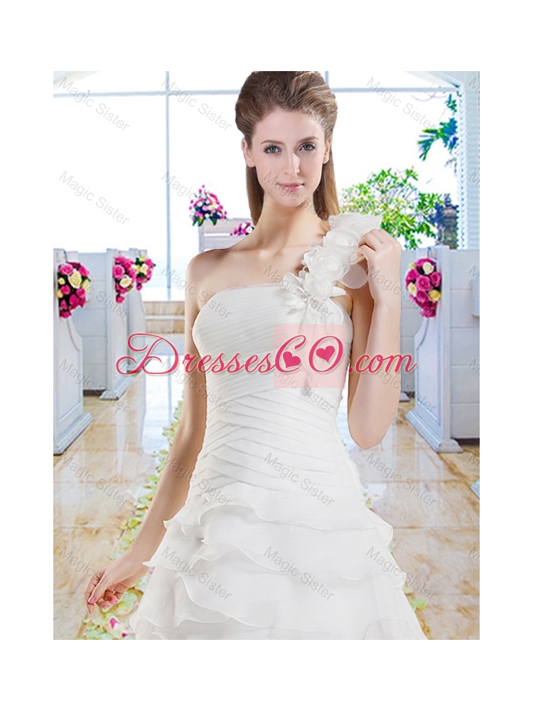 New Style Ruffled Layers Bridal Dress with One Shoulder