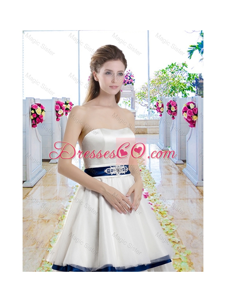 Classical A Line Strapless Bridal Gowns with Belt