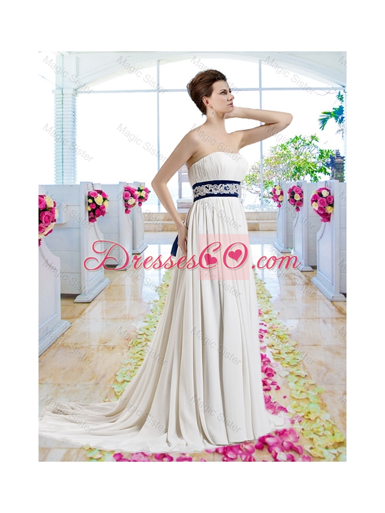 Exclusive Empire Strapless Bridal Dress with Sashes