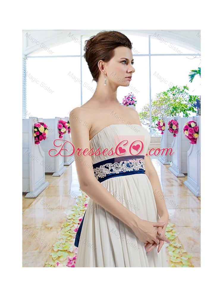 Exclusive Empire Strapless Bridal Dress with Sashes