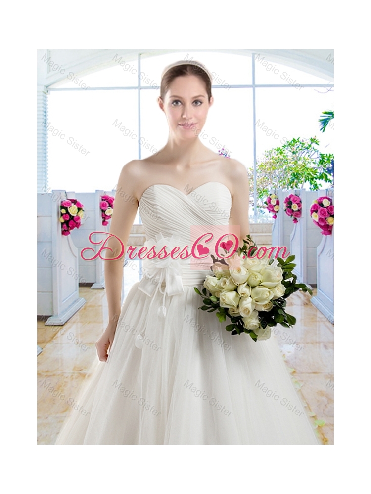 Exquisite Appliques Bridal Dress with A Line