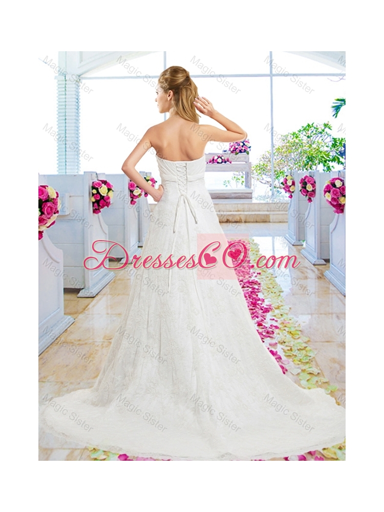 Informal A Line Laced Wedding Dress with Lace Up
