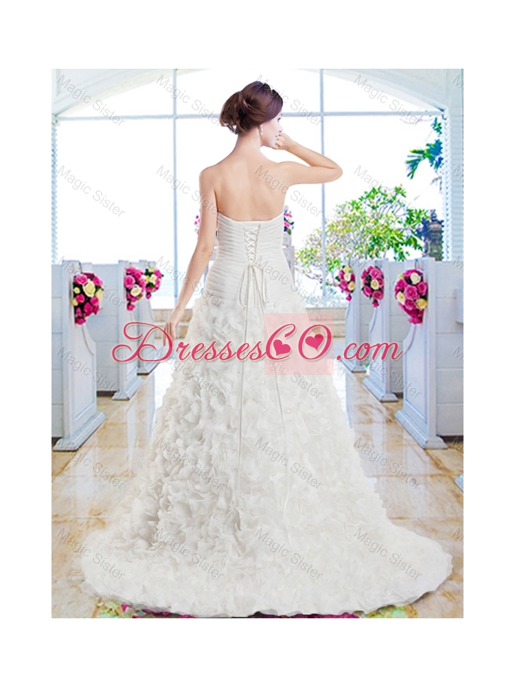 New Arrivals A Line Beaded Wedding Dress with Appliques