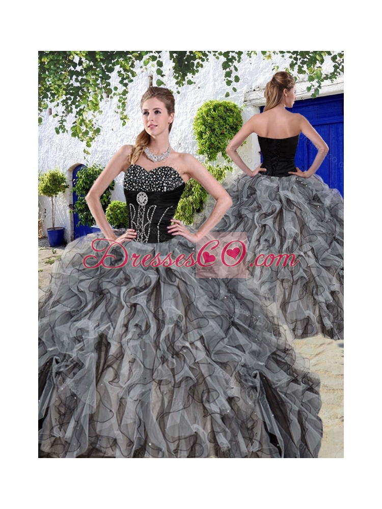 New Arrivals Beaded and Ruffles Quinceanera Dress in Black