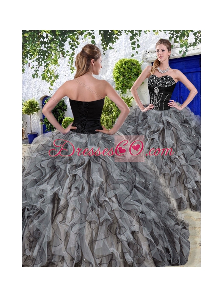 New Arrivals Beaded and Ruffles Quinceanera Dress in Black