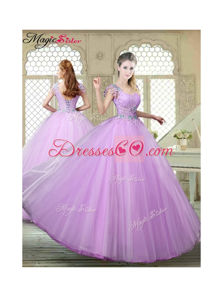 Spring Perfect Ball Gown Scoop Quinceanera Gowns with Appliques