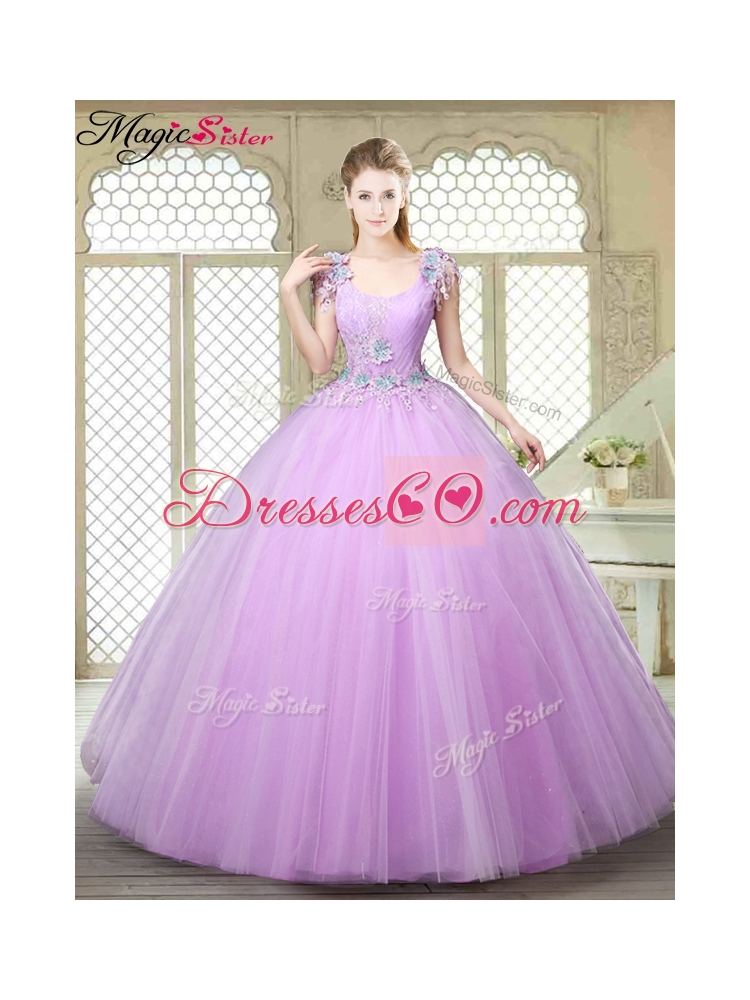 Spring Perfect Ball Gown Scoop Quinceanera Gowns with Appliques
