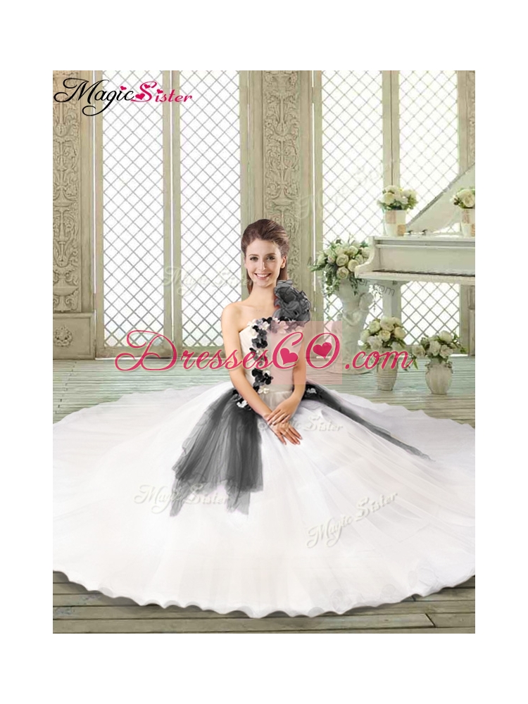 Spring Popular Ruffles and Appliques Quinceanera Gowns with One Shoulder