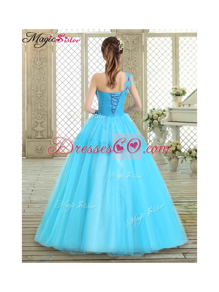 Beautiful One Shoulder Quinceanera Dress with Lace and Appliques