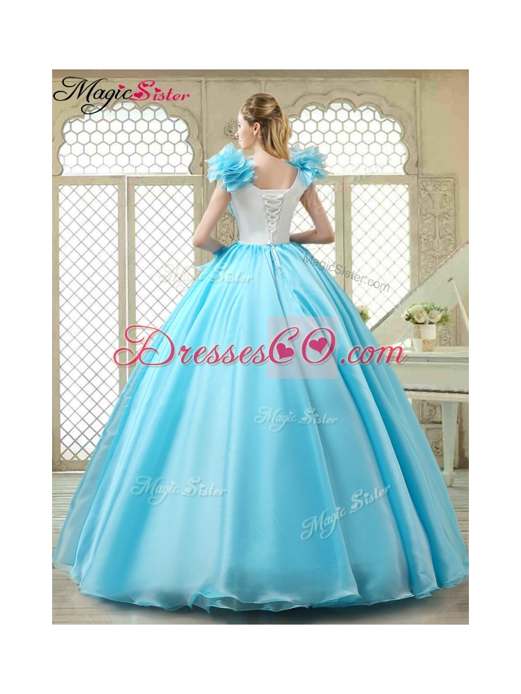 Cheap Aqua Blue Quinceanera Gowns with Appliques and Ruffles