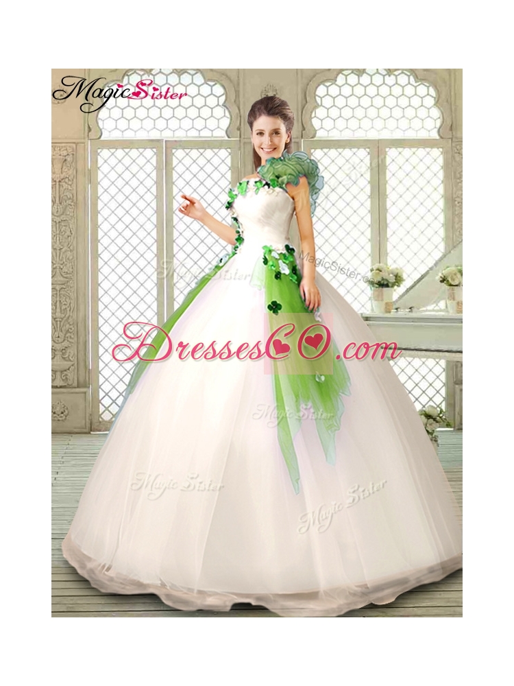 Cheap One Shoulder Quinceanera Dress with Appliques and Ruffles