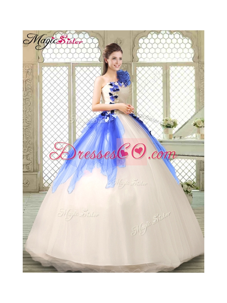 Elegant Appliques and Ruffles Quinceanera Dress with One Shoulder