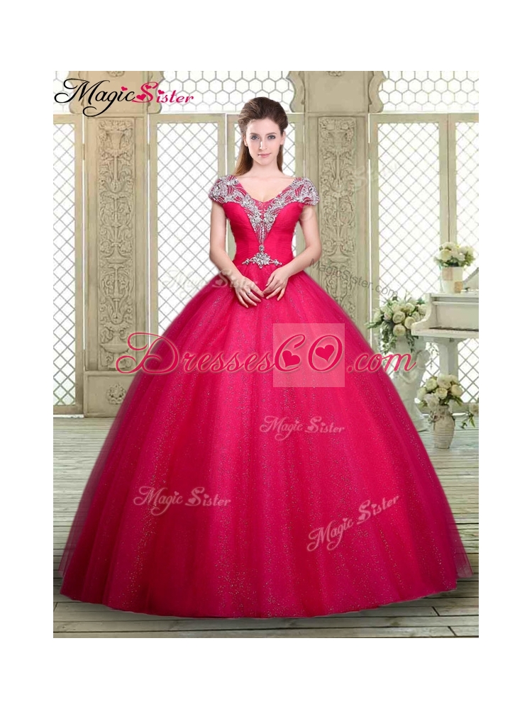 Exquisite Ball Gown Beading Quinceanera Dress with V Neck