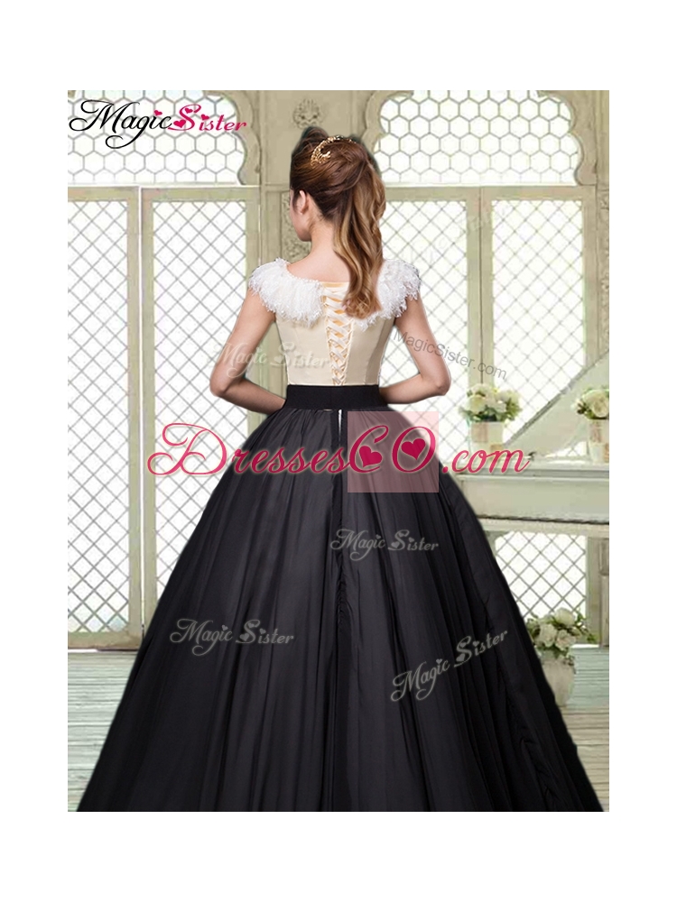 Exquisite Brush Train Quinceanera Dress with Feather and Bowknot