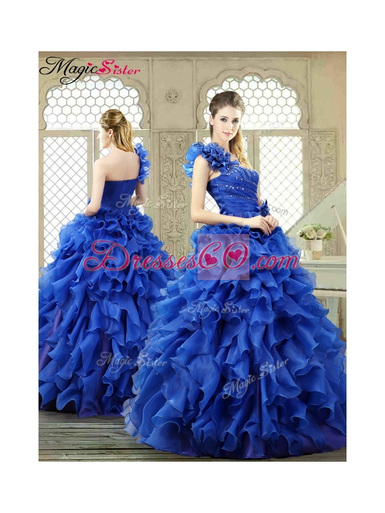 New Arrivals One Shoulder Ruffles Quinceanera Gowns for Spring