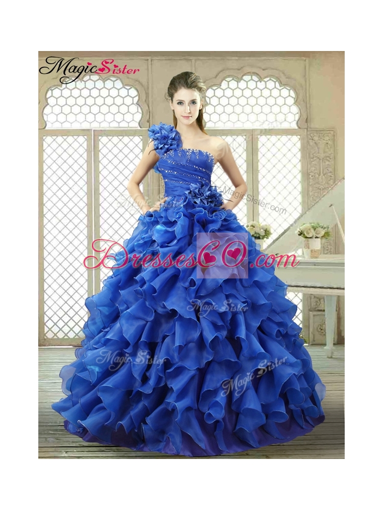 New Arrivals One Shoulder Ruffles Quinceanera Gowns for Spring