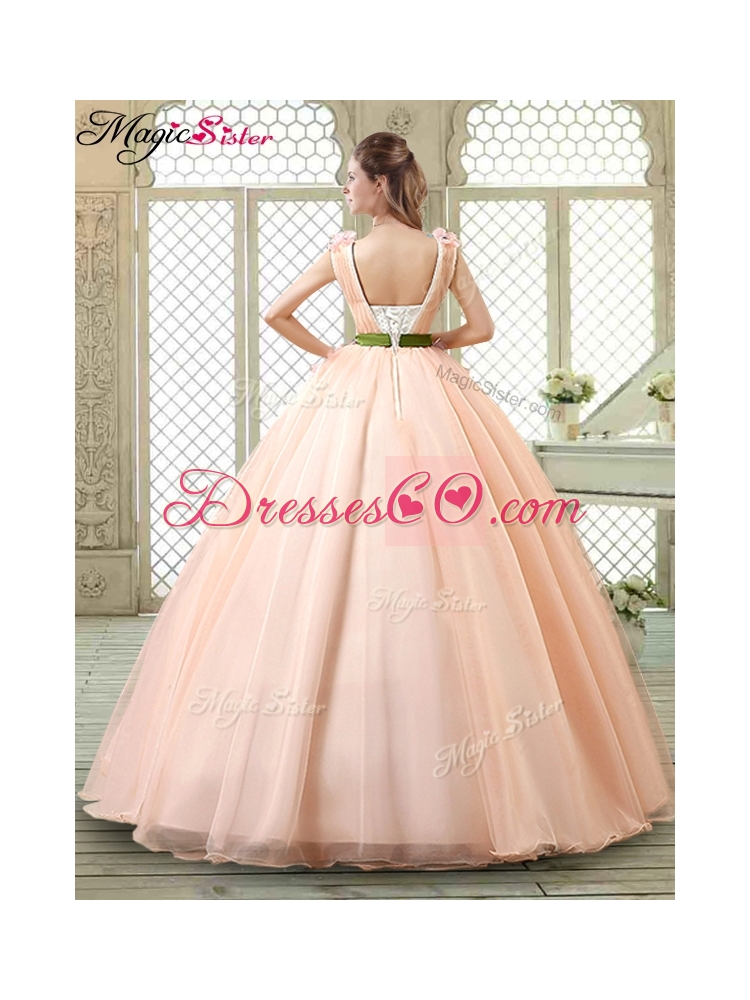 New Style Straps Quinceanera Dress with Appliques and Belt