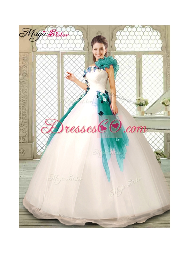 Perfect Appliques Multi Color Quinceanera Dress with Ruffles