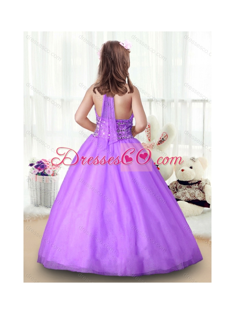 Fashionable Halter Top Little Girl Pageant Gowns with Beading