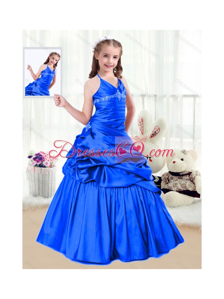 Perfect A Line Halter Top Little Girl Pageant Dress with Beading