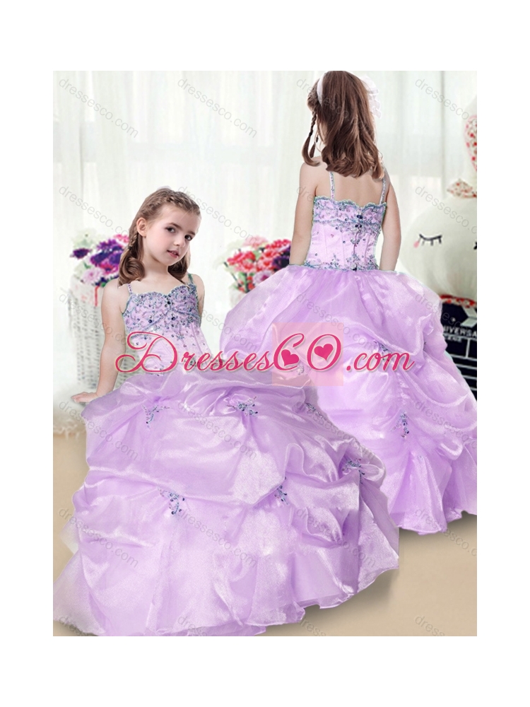 Perfect Beading and Appliques Cheap Flower Girl Dress in Lavender