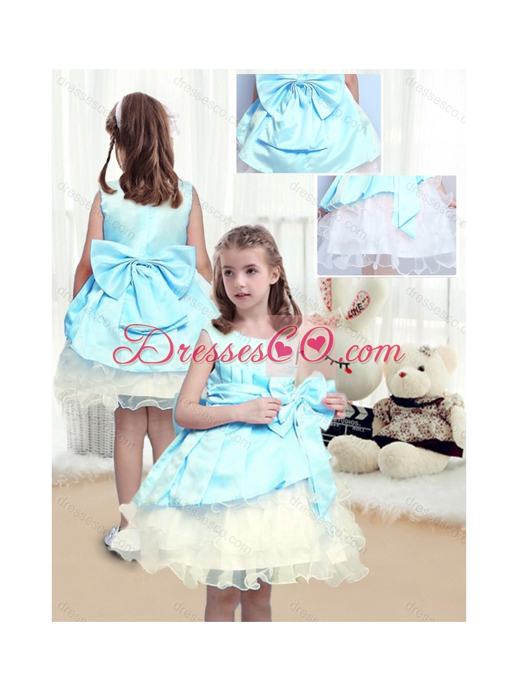 Elegant A Line Scoop Sashes Cheap Flower Girl Dress with Bowknot