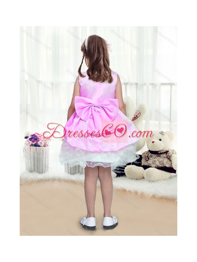 Perfect A Line Scoop Mini Length Bowknot Little Girls Pageant Dress
