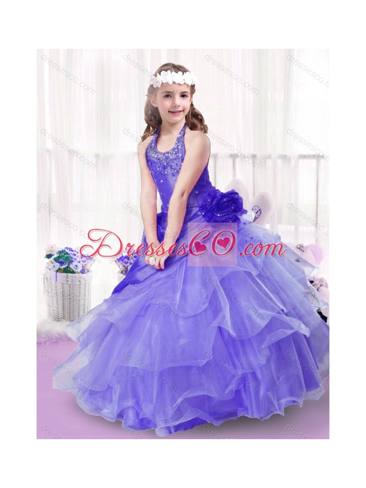 Popular Beading and Ruffles  Girls Party Dress in Lavender