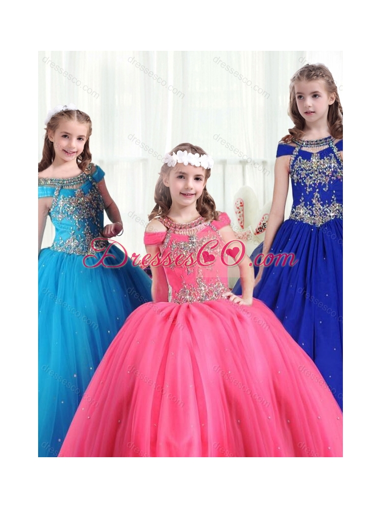 Gorgeous Off the Shoulder  Little girl Pageant Dress with Beading