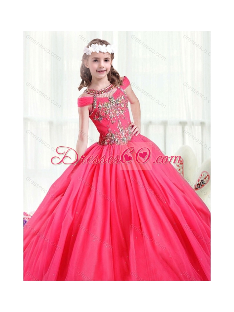 Gorgeous Off the Shoulder  Little girl Pageant Dress with Beading