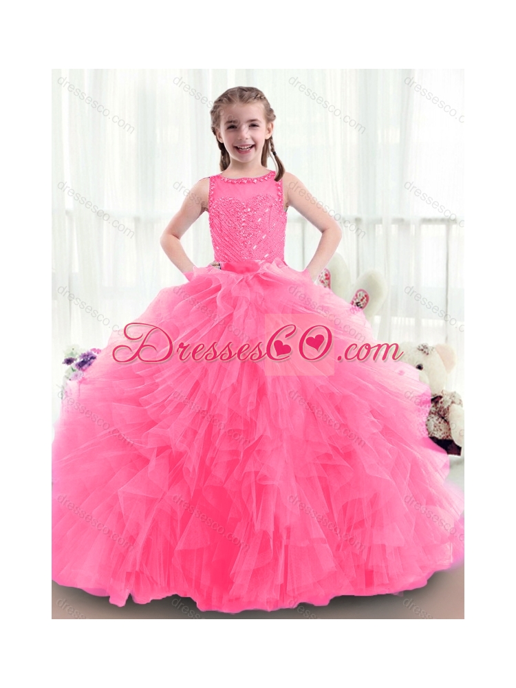 Latest Bateau  Little girl Pageant Dress with Ruffles and Beading