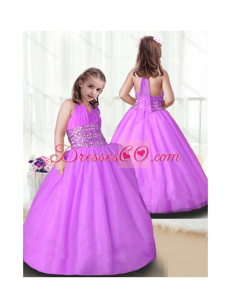 New Arrivals Ball Gown Latest Flower Girl Dress with Beading