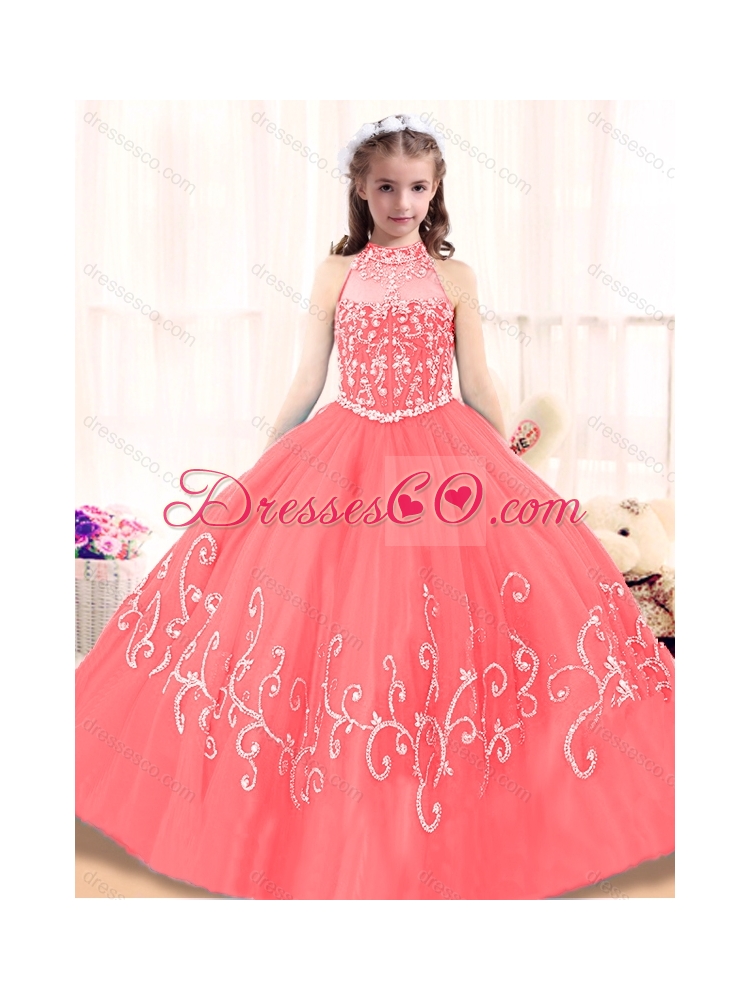 Perfect Beading High Neck  Little girl Pageant Dress