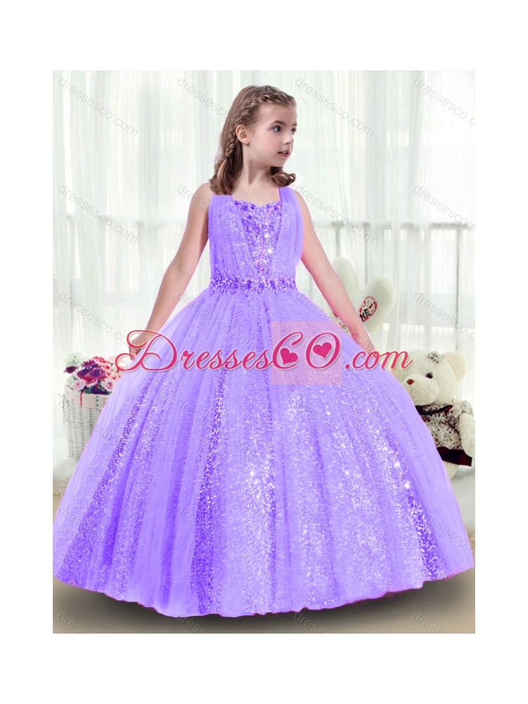 Popular Sequins and Beading  Little girl Pageant Dress in Lavender