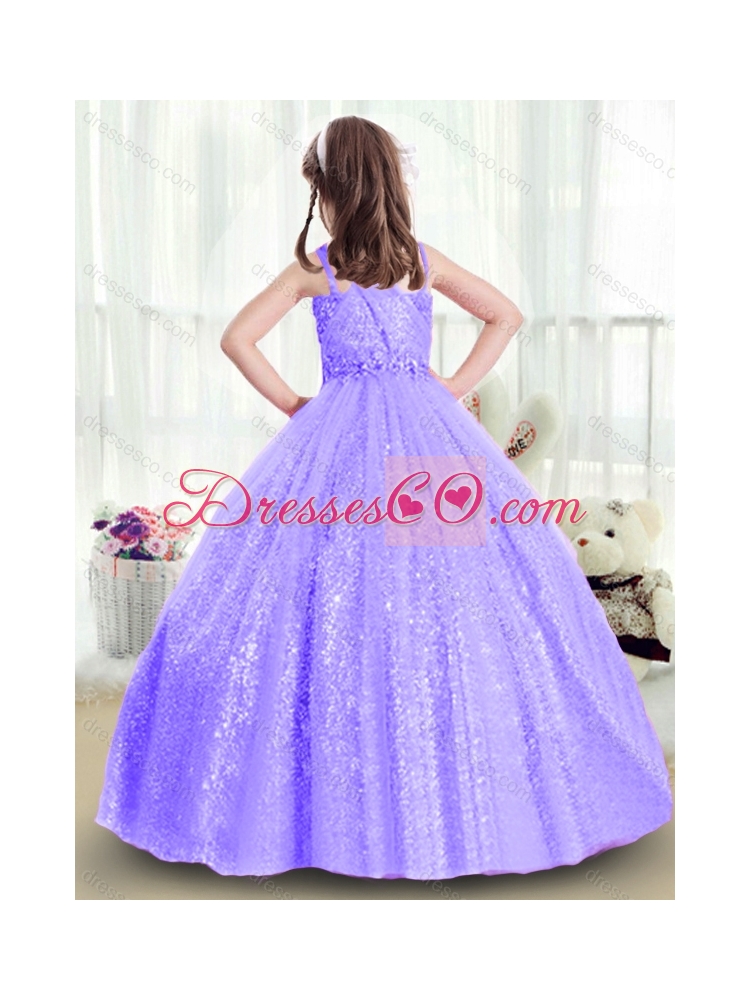 Popular Sequins and Beading  Little girl Pageant Dress in Lavender