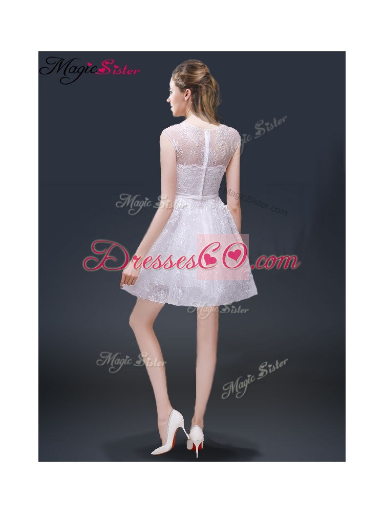 Lovely Cap Sleeves Prom Dress with with in Lace