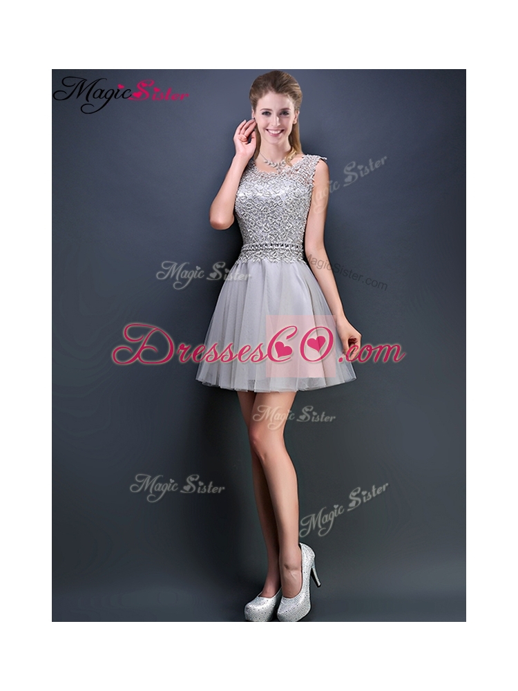 Perfect Mini Length Scoop Prom Dress with Appliques