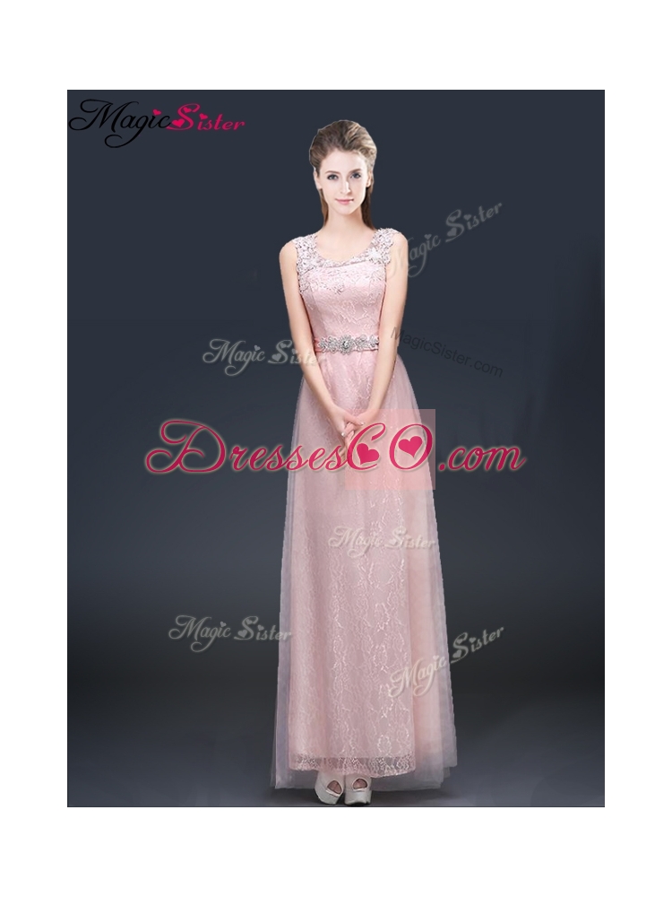 Pretty Empire Scoop Prom Dress with  Lace and Appliques