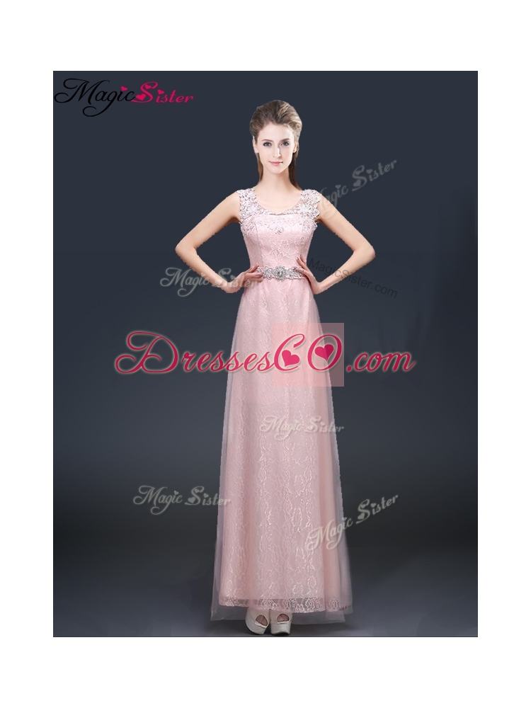Pretty Empire Scoop Prom Dress with  Lace and Appliques