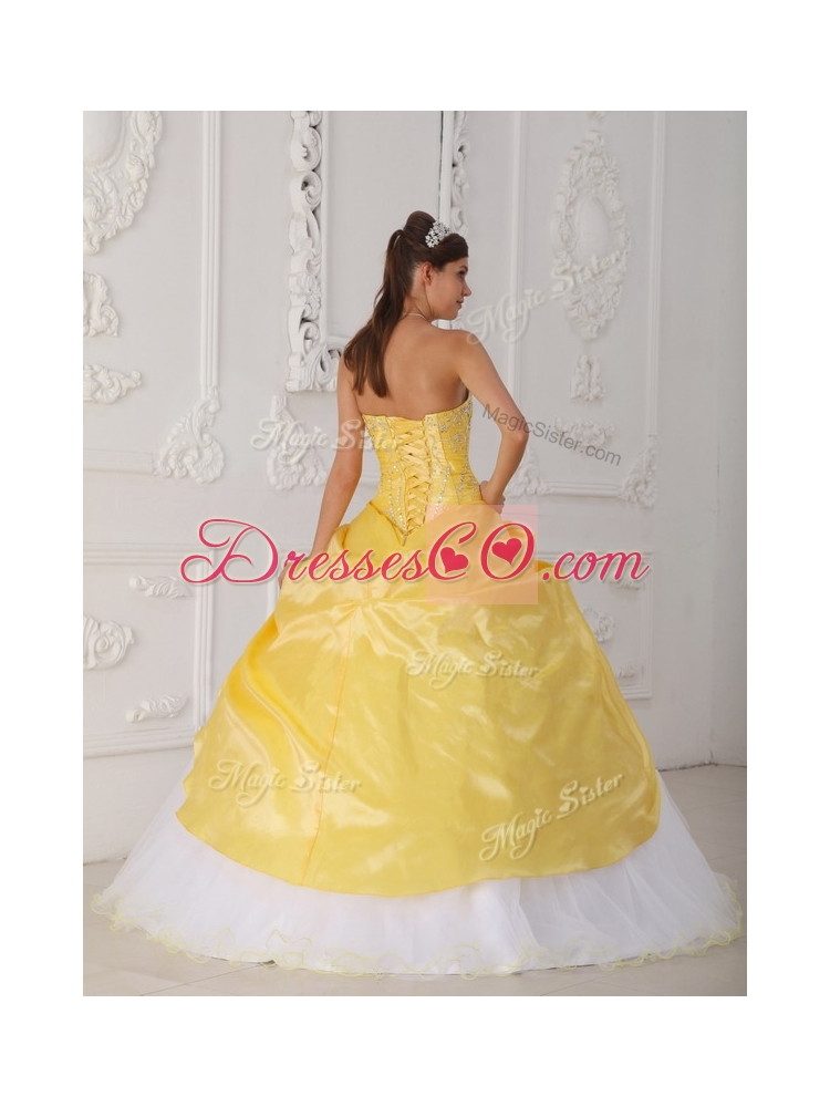 Ball Gown Appliques and Hand Made Flower Quinceanera Dresse