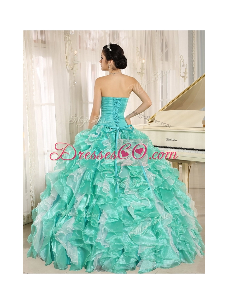Brand New Apple Green Quinceanera Dress with Beading and Ruffles