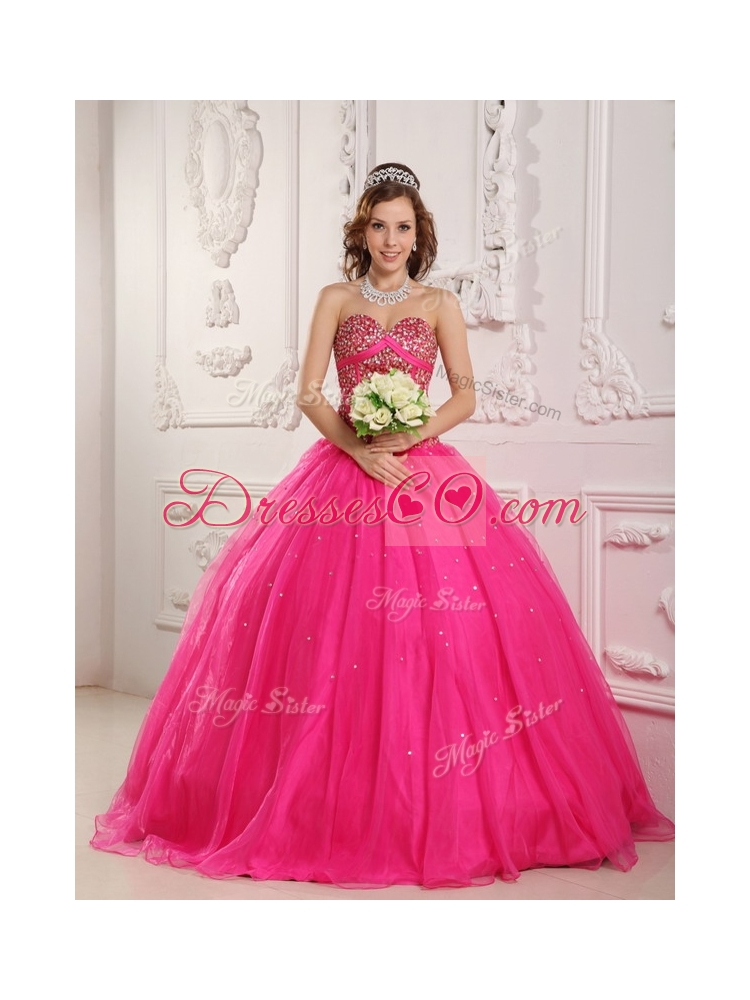 Cheap A Line Floor Length Quinceanera Dress in Hot Pink