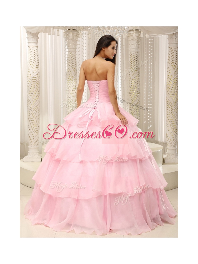 Cheap Beading and Ruffles Baby Pink Quinceanera Dresses