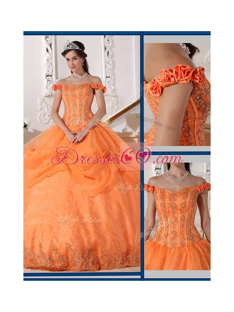 Cheap Ball Gown Appliques and Hand Made Quinceanera Dresses